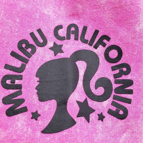 Barbie Womens Size Medium Pink Acid Wash Crew Neck Pullover Sweatshirt NWT - Picture 6 of 9